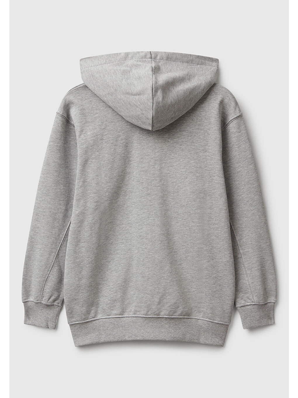 Erkek Çocuk Gri Melanj Logolu Etiket Detaylı Fermuarlı Kapüşonlu Sweatshirt-1