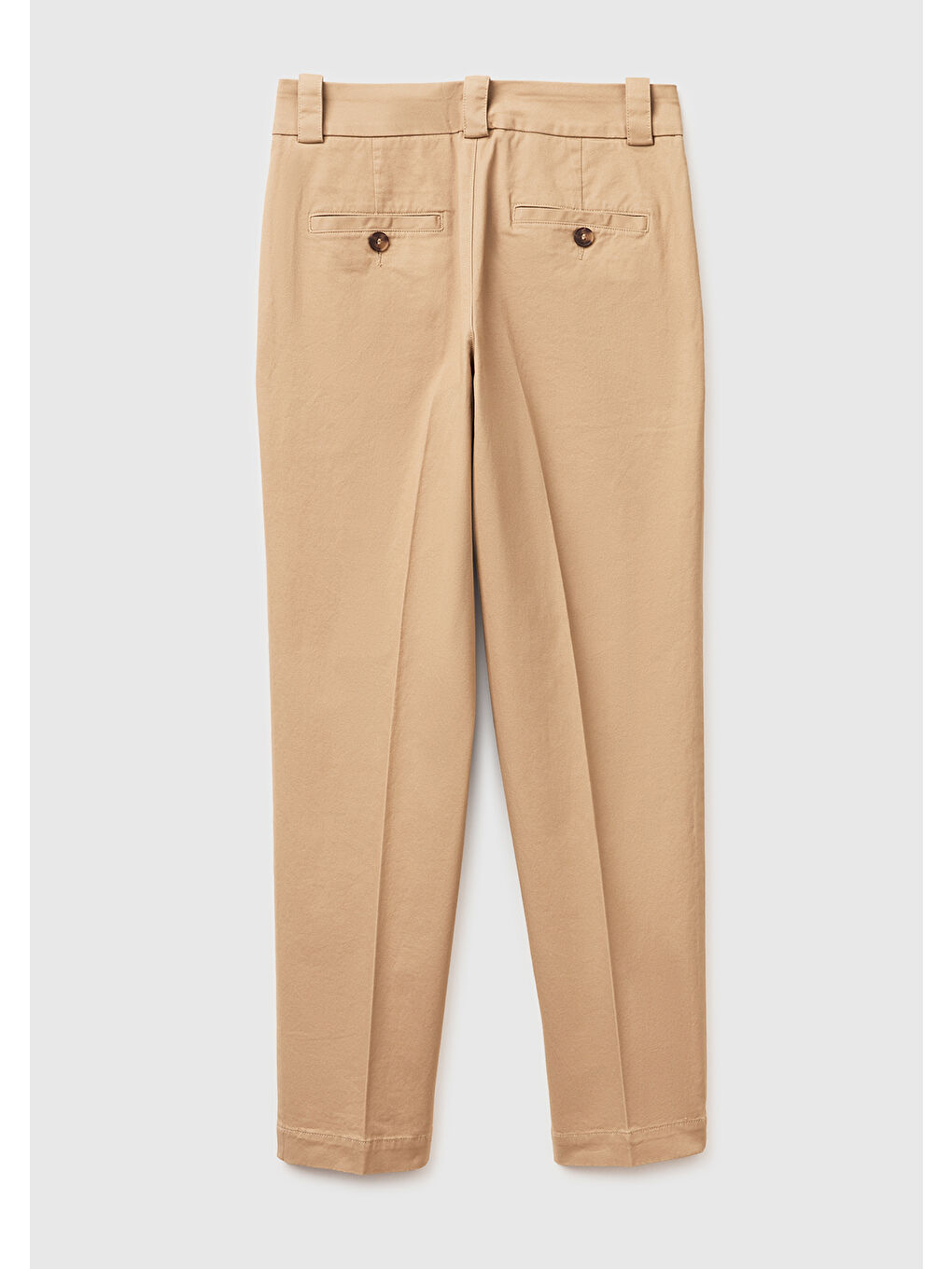 Kadın Bej Pamuk Karışımlı Önü Dikiş Detaylı Düz Paça Pantolon-1