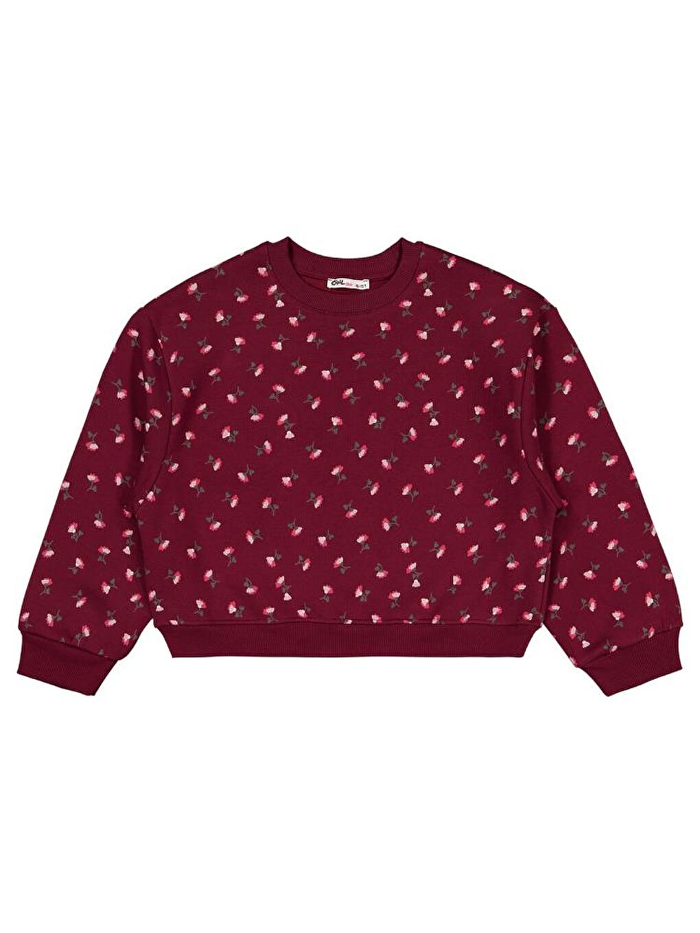 Girls Çıtır Çiçek Desenli 10-13 Yaş Sweatshirt - Bordo 10-11 Yaş