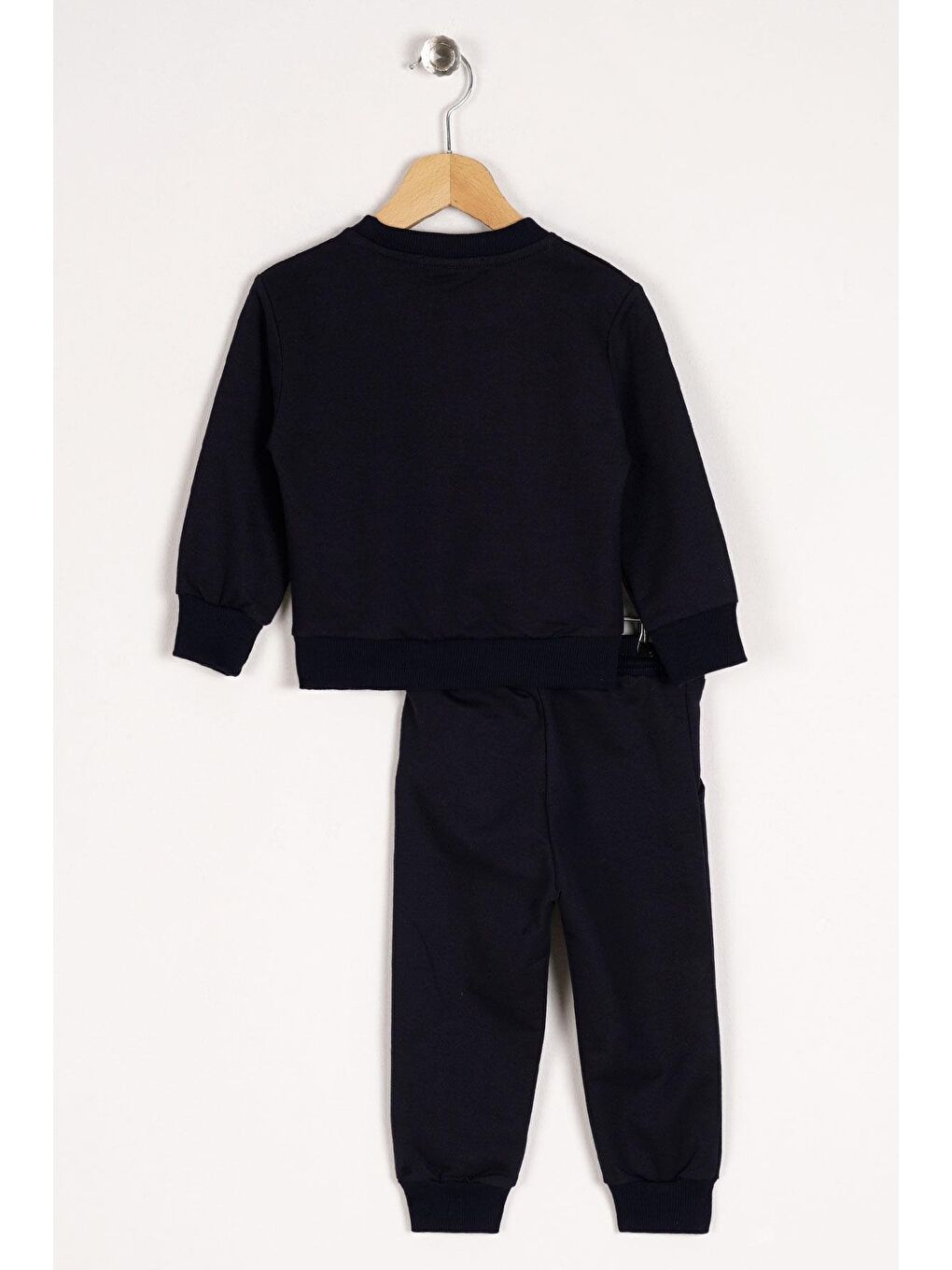 Bisiklet Yaka Uzun Kol Hooray Baskılı Lacivert Renk Erkek Çocuk İkili Takım-1