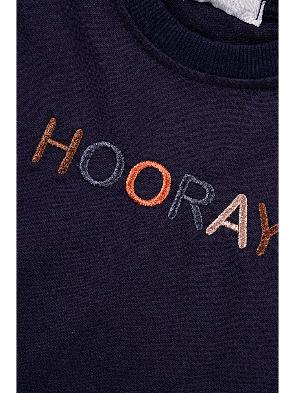 Bisiklet Yaka Uzun Kol Hooray Baskılı Lacivert Renk Erkek Çocuk İkili Takım-2