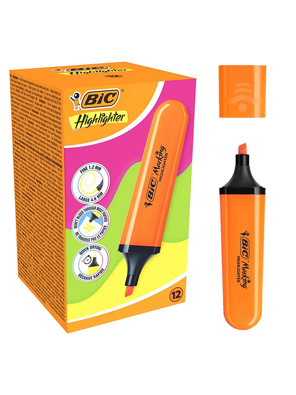 Bic Turuncu Marking Flat Fosforlu Kalem Turuncu 12 Adet