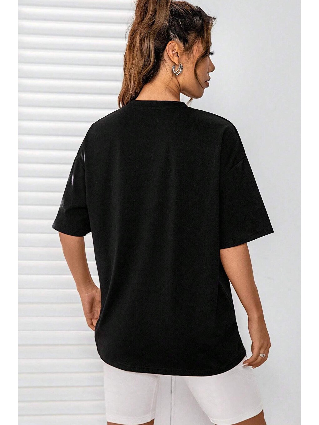 Siyah Unisex Miami Baskılı Tasarım Tshirt-1