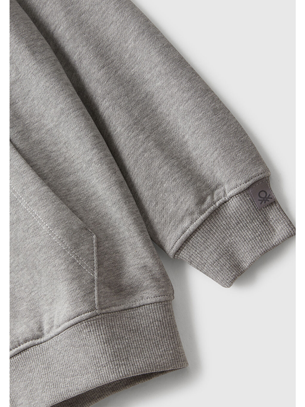 Erkek Çocuk Gri Melanj Logolu Etiket Detaylı Fermuarlı Kapüşonlu Sweatshirt-2