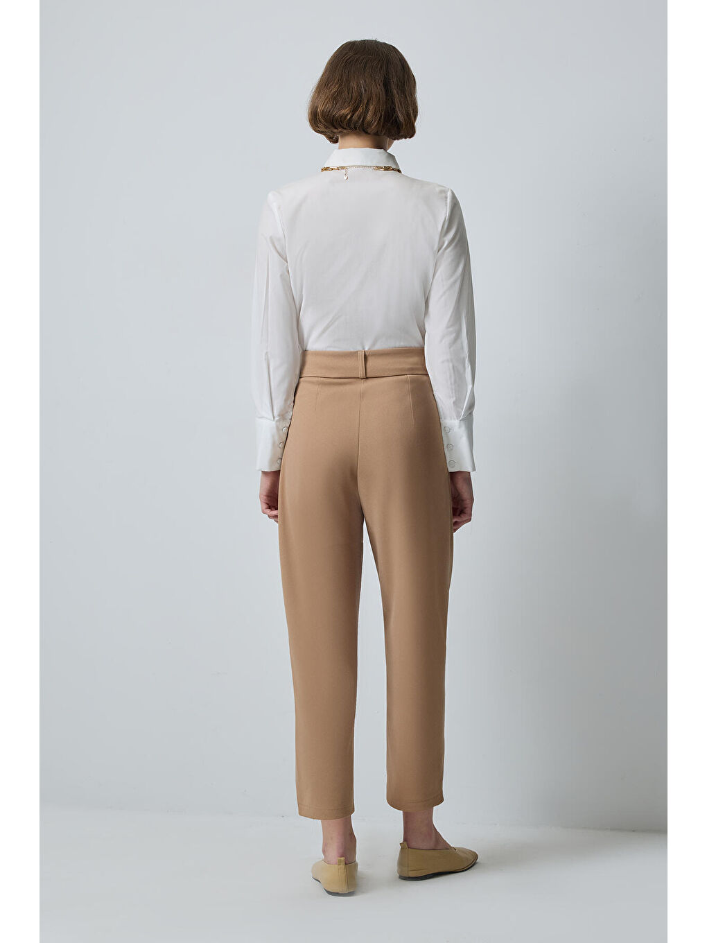 Kahverengi Çift Pileli Bol Pantolon-3