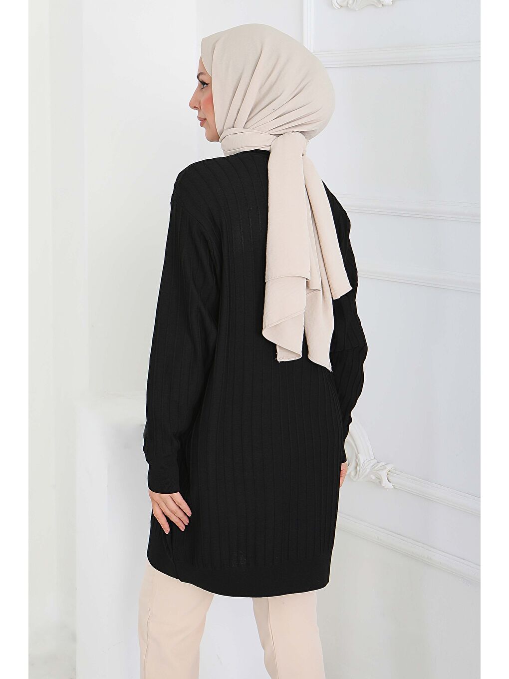 Çima Detaylı Triko Tunik Siyah - 27886-SIYAH-1