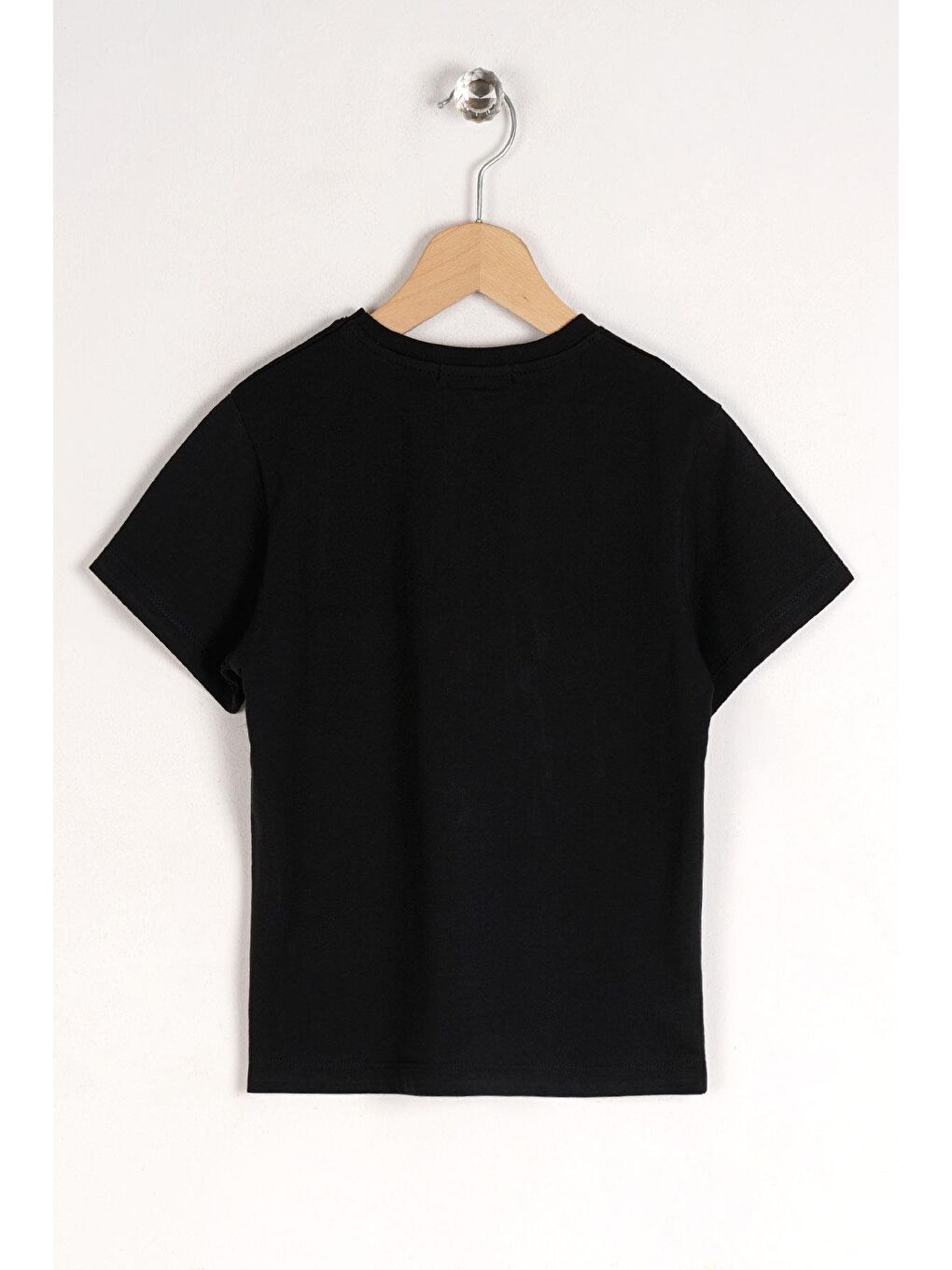 Bisiklet Yaka Kısa Kol Ayı Baskılı Siyah Renk Erkek Çocuk Tshirt-3