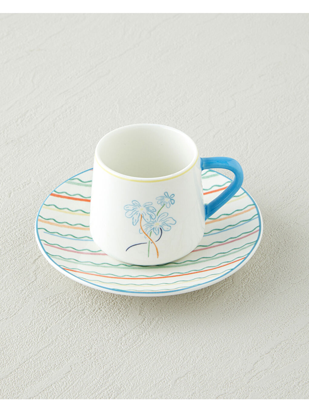 Beyaz Lyanna New Bone China 4 Parça 2 Kişilik Kahve Fincan Takımı 90 ml Renkli-2