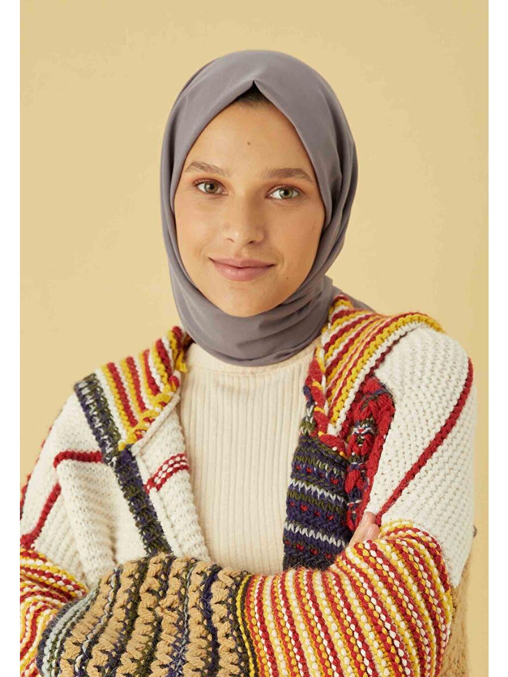 Gri Pamuk Viskon Şal Koyu Grı-1