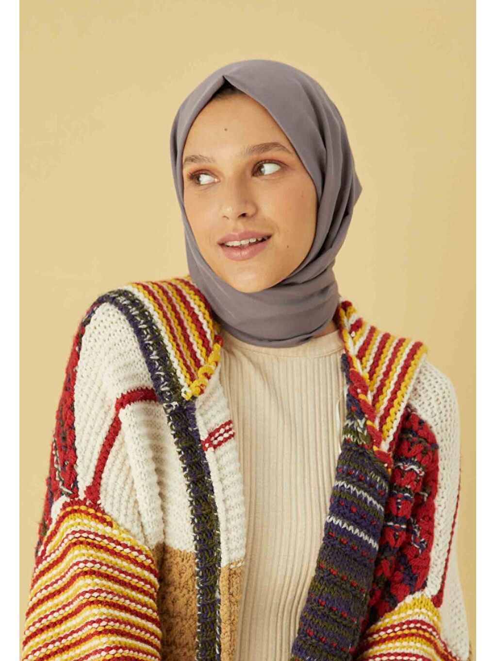 Gri Pamuk Viskon Şal Koyu Grı-2