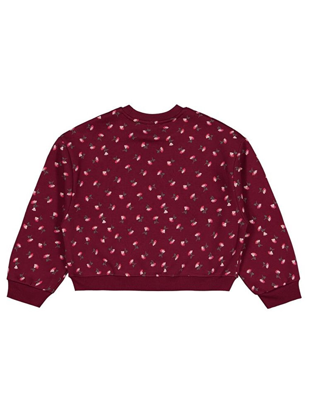 Girls Çıtır Çiçek Desenli 10-13 Yaş Sweatshirt - Bordo 10-11 Yaş-1