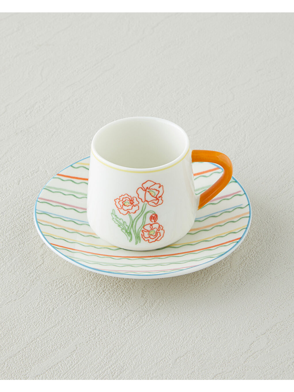 Beyaz Lyanna New Bone China 4 Parça 2 Kişilik Kahve Fincan Takımı 90 ml Renkli-3