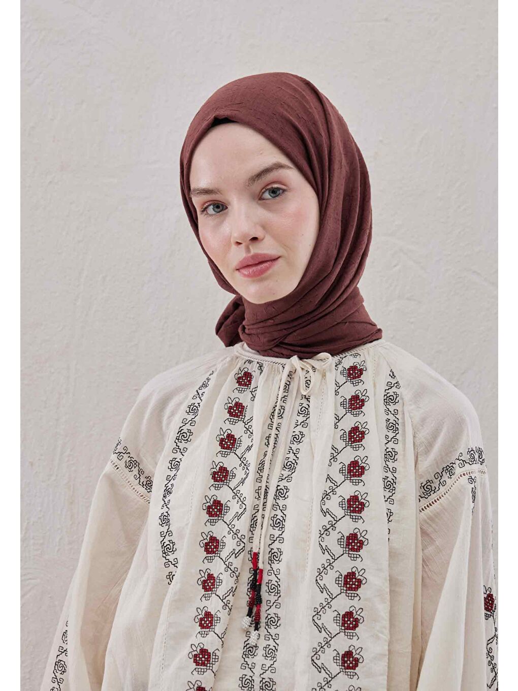 Kahverengi Bambu Şal Kızılcık-1