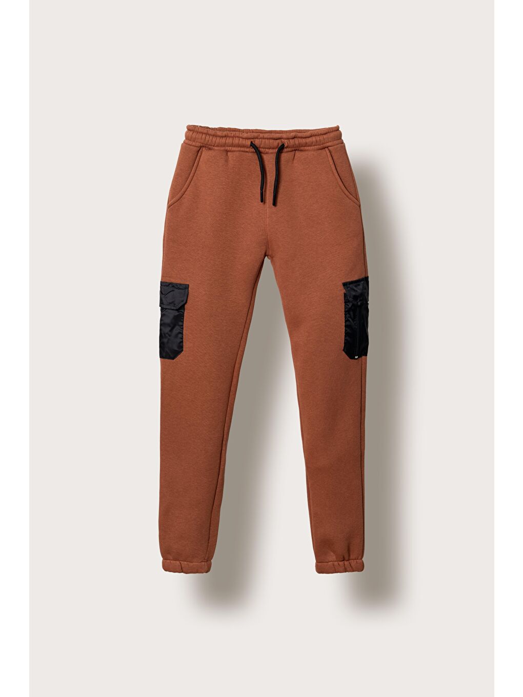 Kahverengi 3 İp İki Diz Mikro Kargo Cepli Sağ Cep Fermuarlı Erkek Çocuk Eşofman Altı