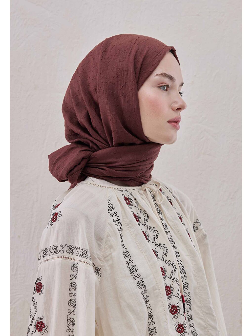 Kahverengi Bambu Şal Kızılcık-3