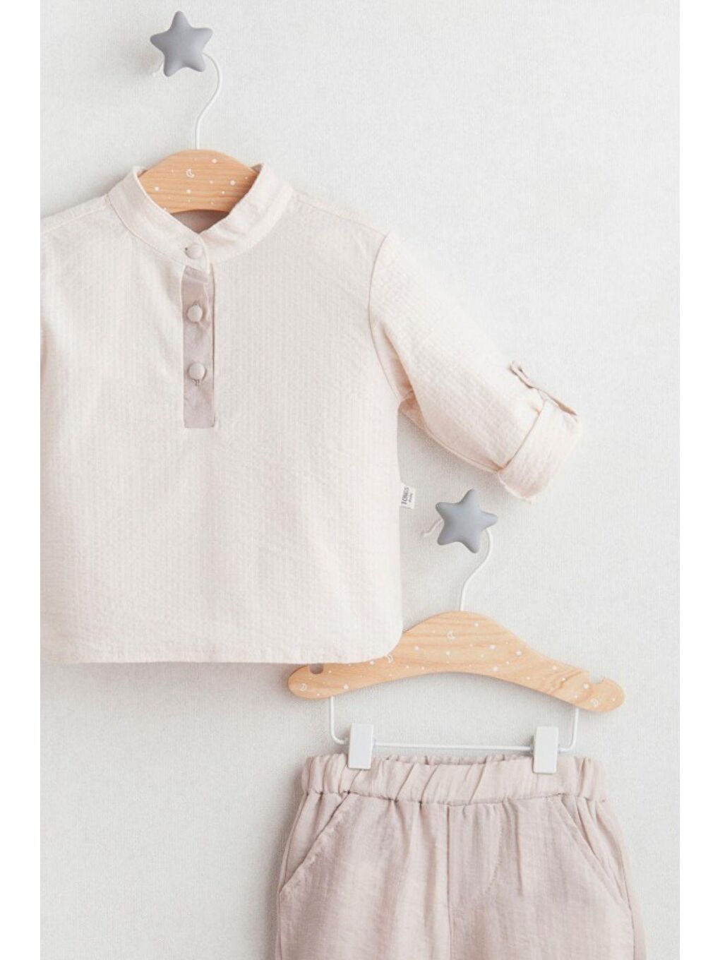 Kahverengi Erkek Bebek Hakim Yaka Gömlek Pantalon Takım-1