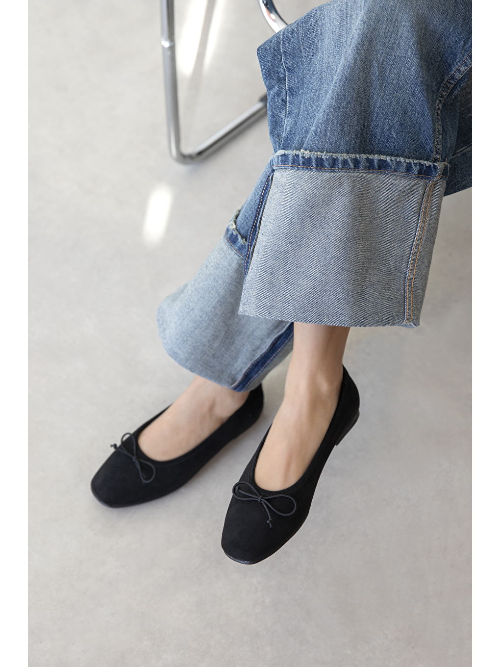 Galo Kadın Fiyonk Detay Süet Babet Siyah-1