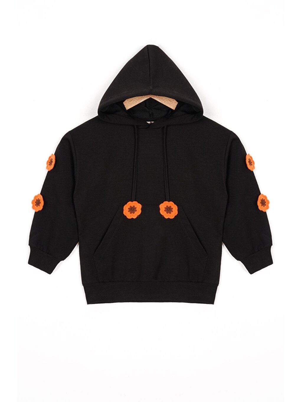 Kapüşonlu Uzun Kol Siyah Renk Kız Çocuk Sweatshirt