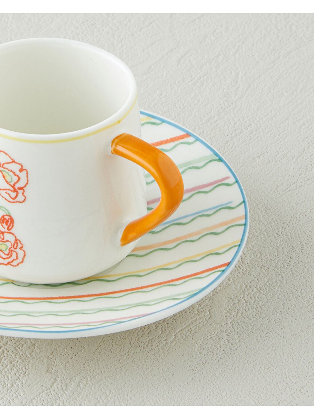 Beyaz Lyanna New Bone China 4 Parça 2 Kişilik Kahve Fincan Takımı 90 ml Renkli-5