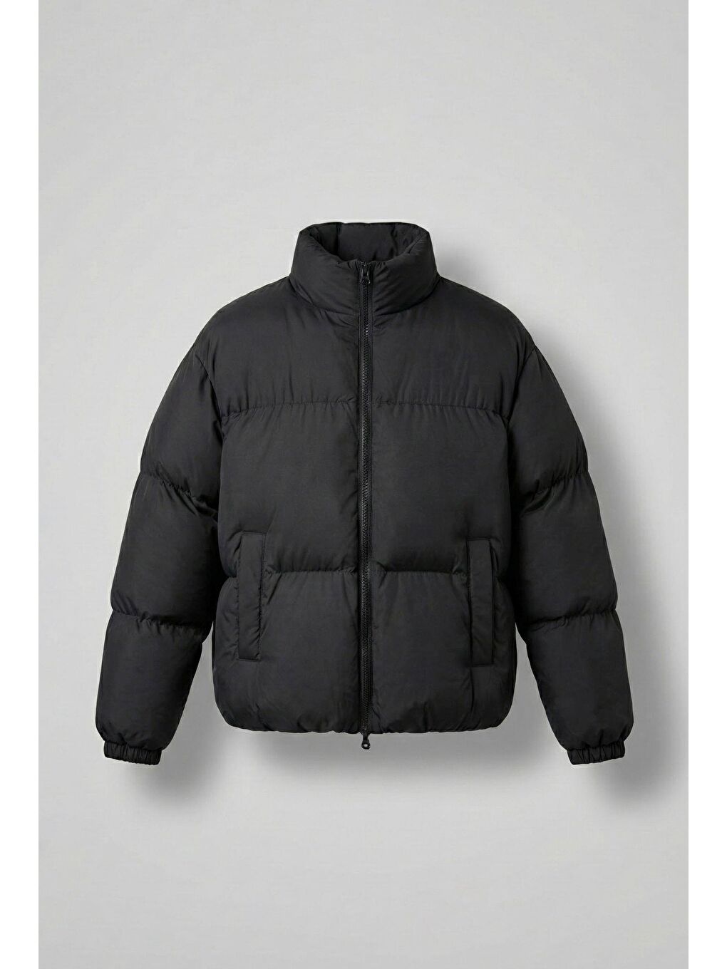 Erkek Regular Fit Dik Yaka Basic Şişme Mont Siyah