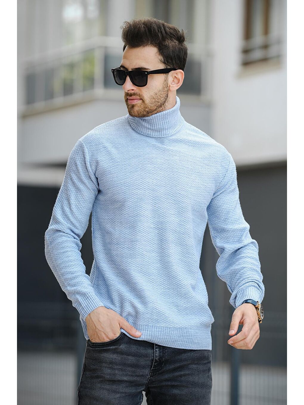 Mavi Seka 500 Slim Fit Petek Örgü Erkek Tam Balıkçı Kazak-1