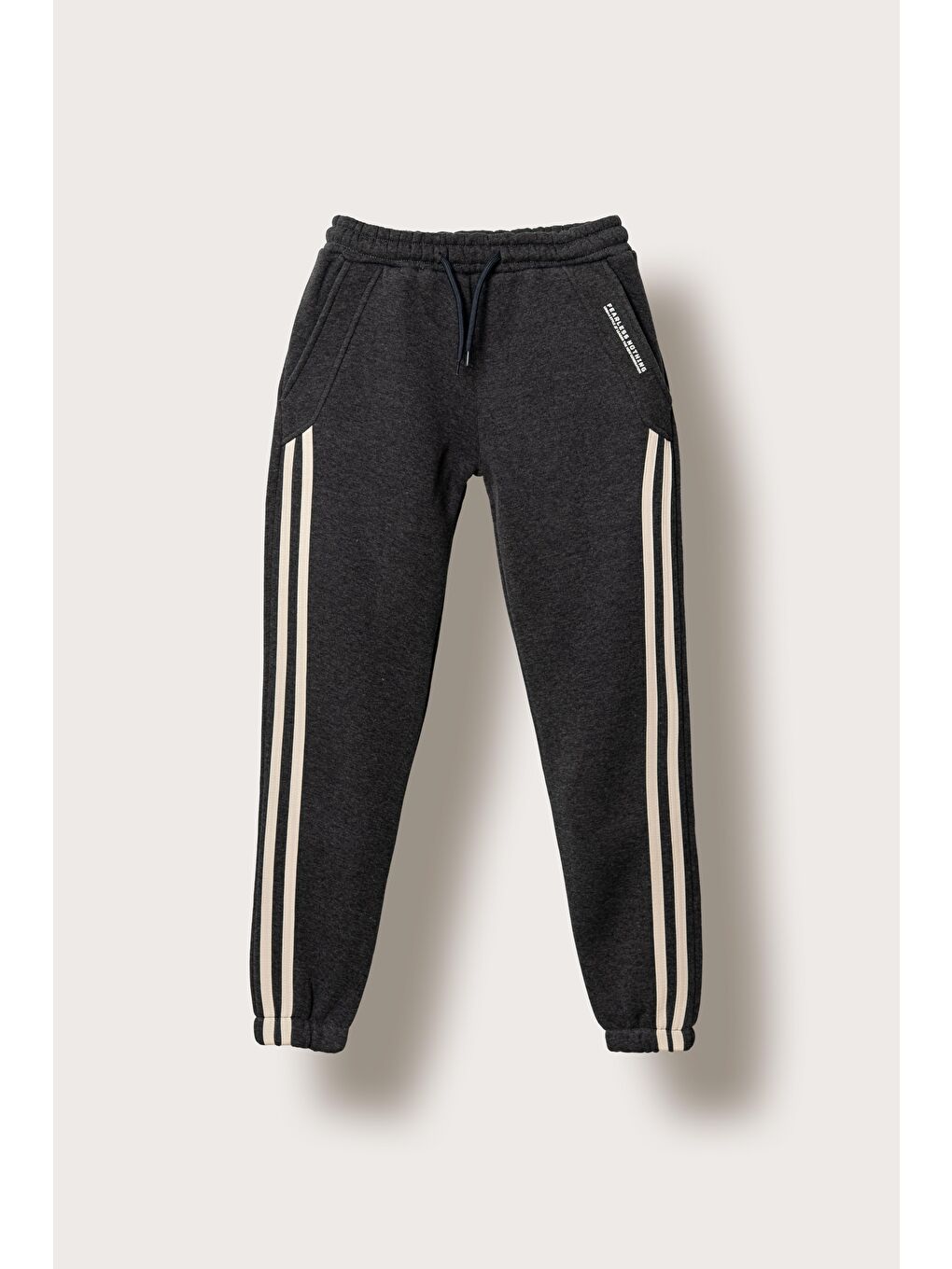 Antrasit 3 İp Fearless Nothing  Baskılı Yanlar Çizgili Erkek  Çocuk Eşofman Altı