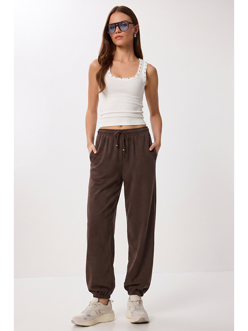 Kahverengi Cepli Modal Jogger Eşofman Altı KAHVERENGİ LUB0365-1