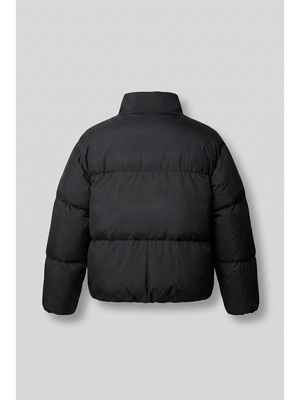 Erkek Regular Fit Dik Yaka Basic Şişme Mont Siyah-1