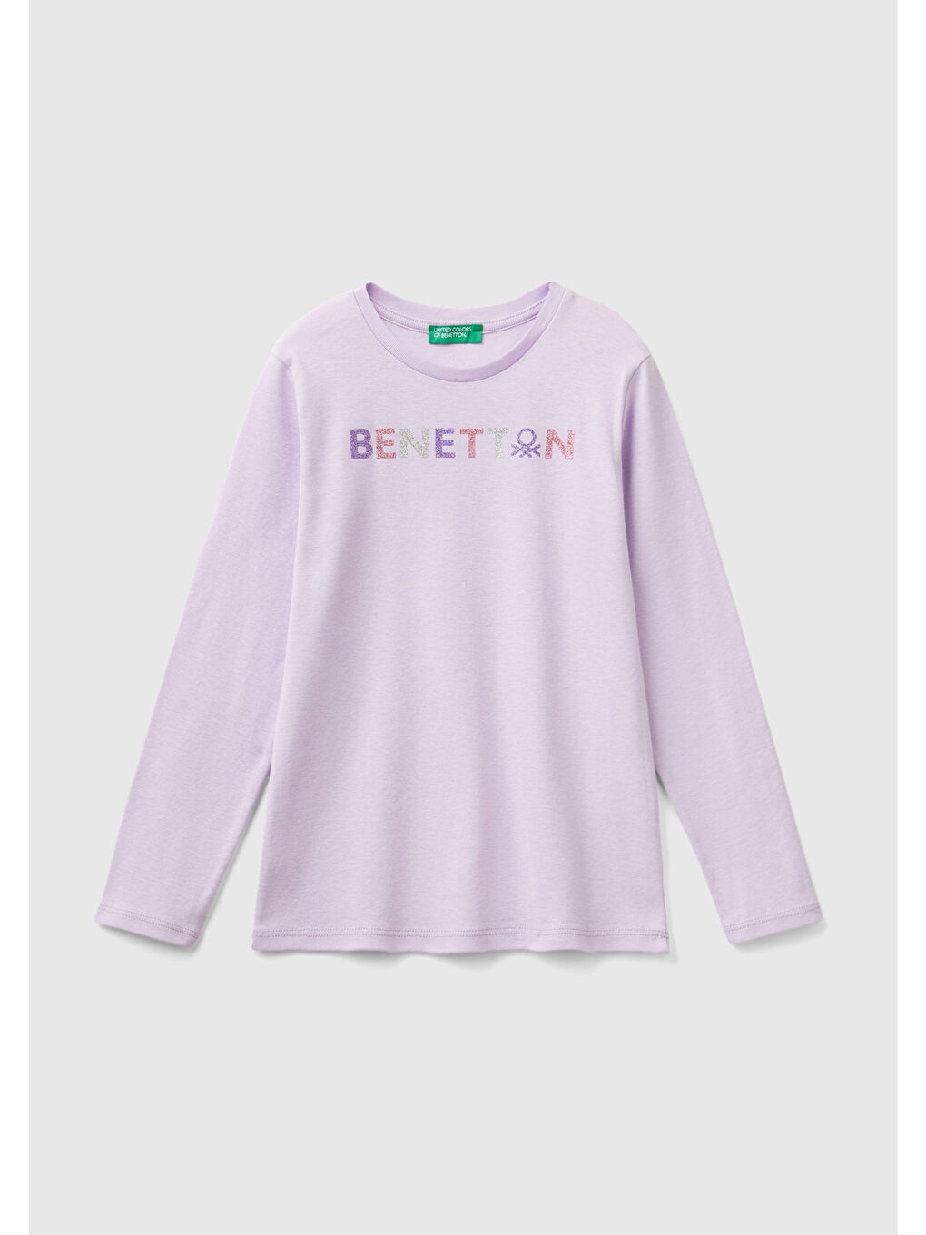 United Colors Of Benetton Kız Çocuk Lila Önü Parıltılı Logo Baskılı Sweatshirt