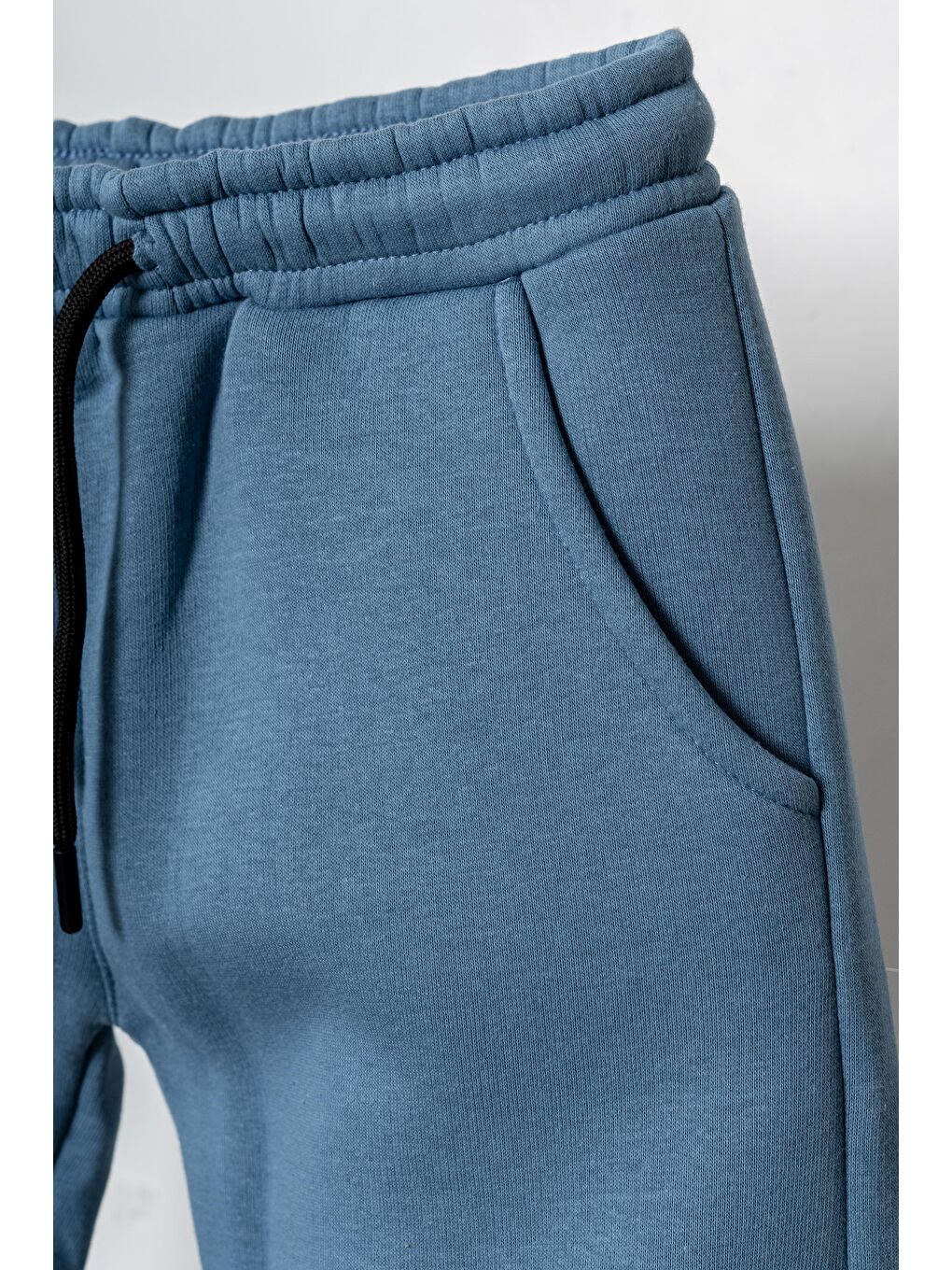 Mavi 3 İp İki Diz Mikro Kargo Cepli Sağ Cep Fermuarlı Erkek Çocuk Eşofman Altı-2