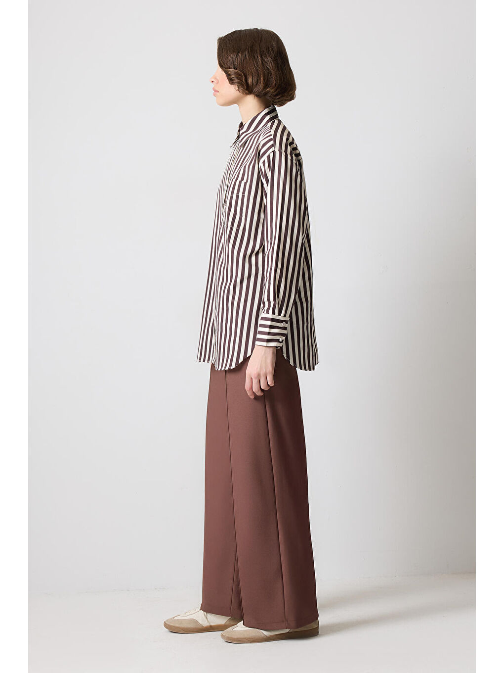 Kahverengi Çizgili Cepli Gömlek-2