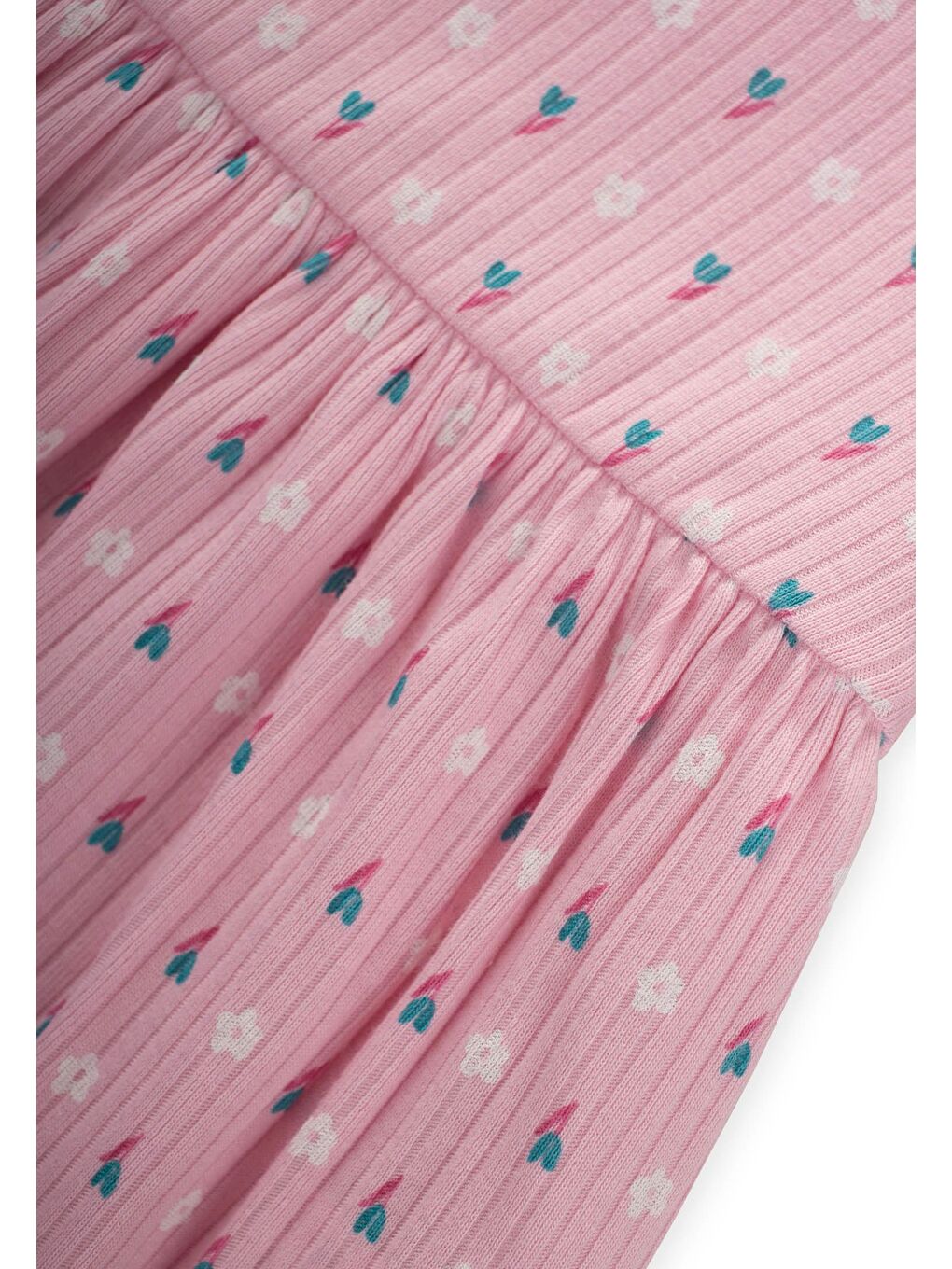 Desenli Fitilli Tunik Takım 1-8 Yaş Pembe-2