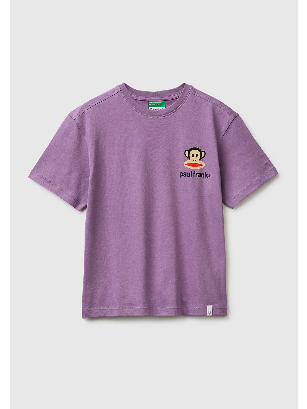 Mor Erkek Çocuk Lavanta Önü ve Arkası Baskılı Etek Ucu Logolu Bisiklet Yaka T-Shirt