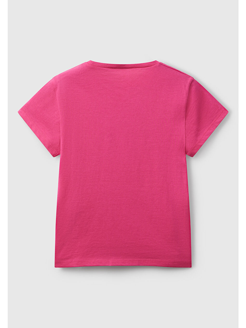 Kız Çocuk Pembe Parıltılı Logo Baskılı Ribana Yaka Regular Fit T-shirt-1