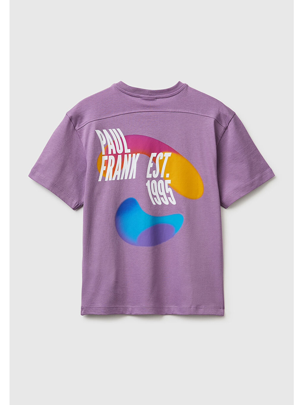 Mor Erkek Çocuk Lavanta Önü ve Arkası Baskılı Etek Ucu Logolu Bisiklet Yaka T-Shirt-1