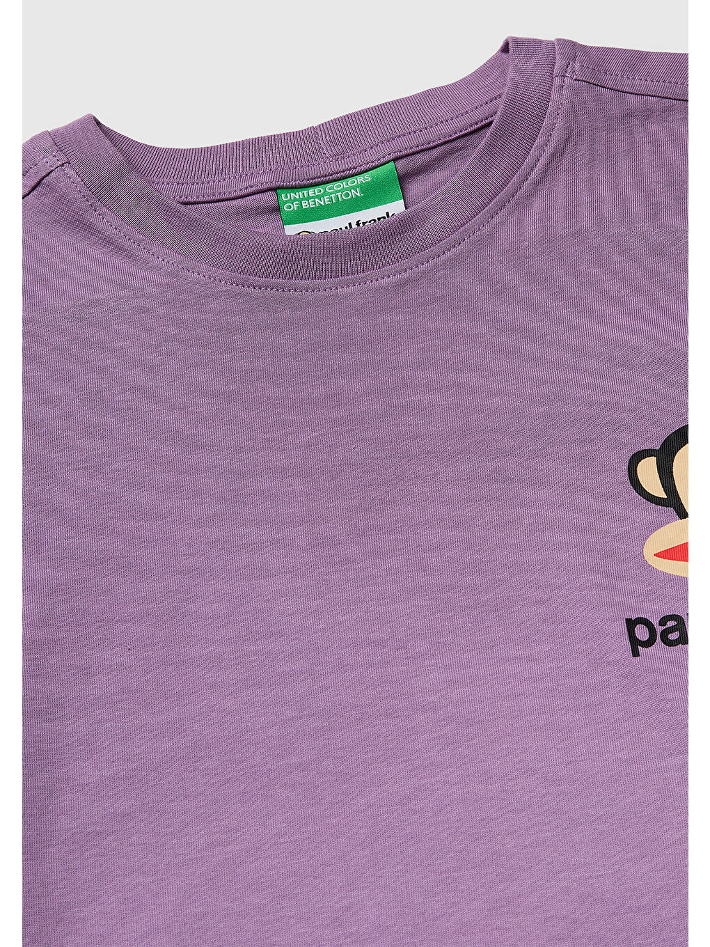 Mor Erkek Çocuk Lavanta Önü ve Arkası Baskılı Etek Ucu Logolu Bisiklet Yaka T-Shirt-2