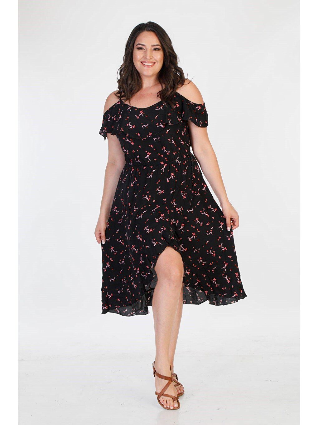 Siyah Volanlı Elbise-2