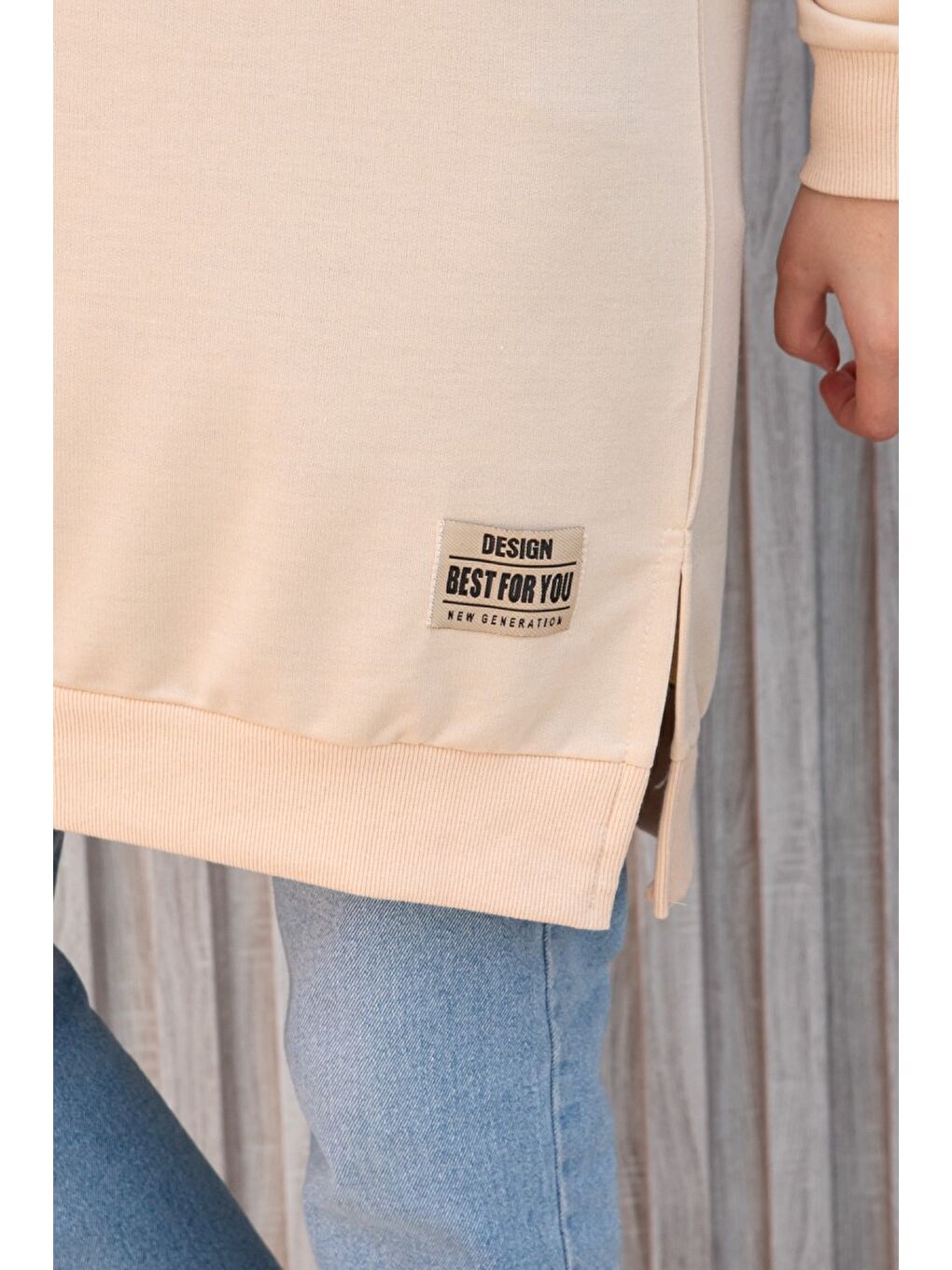 Ekru Armalı Yırtmaç Detaylı Vortex Tunik Krem - 27952-KREM-2