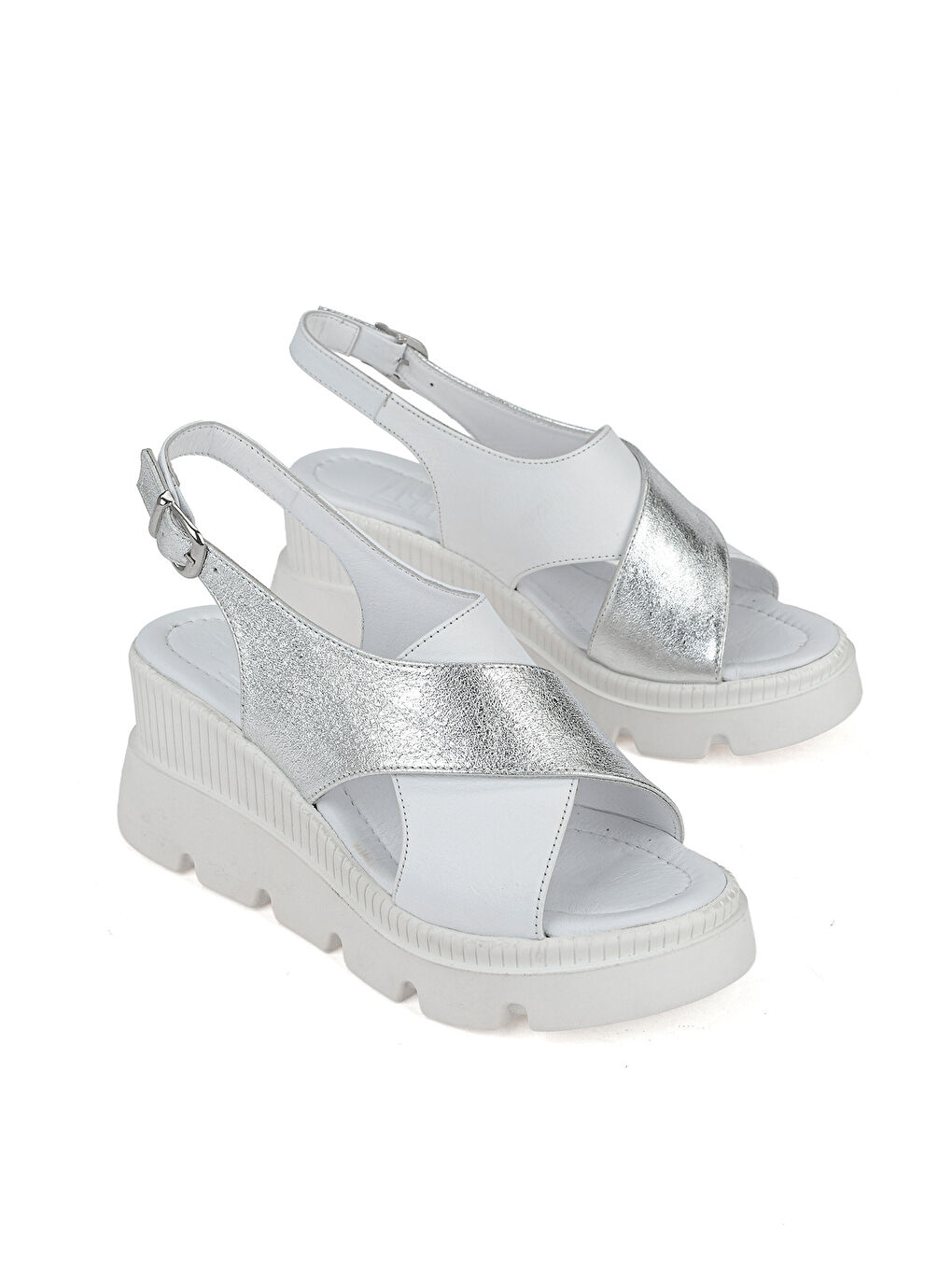 Kadın Hakiki Deri Dolgu Topuk Sandalet 1611020Z2005 Beyaz-1