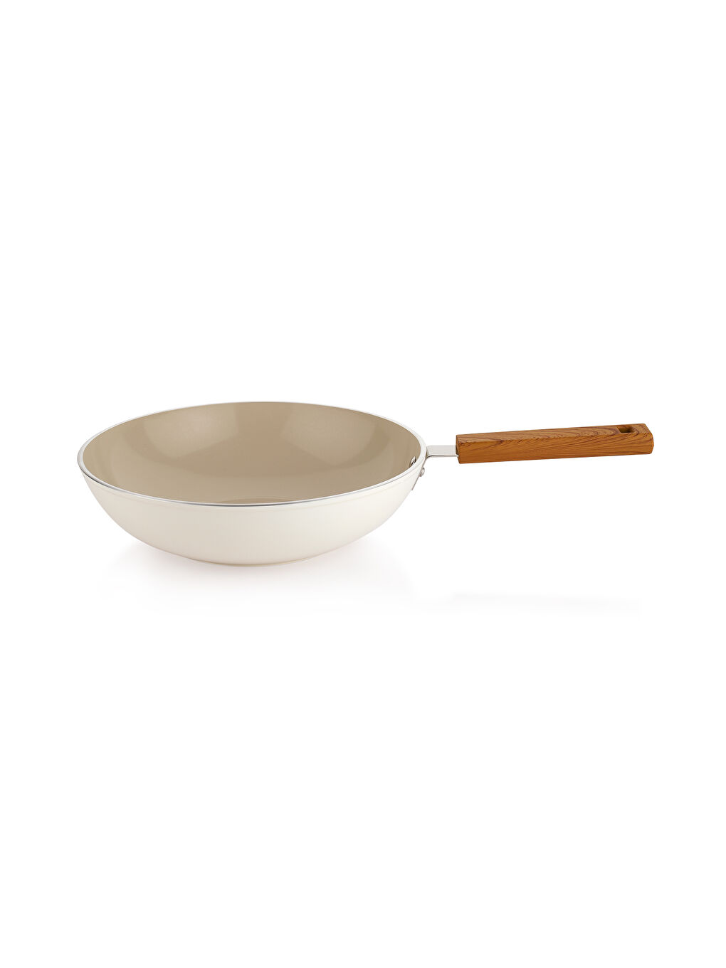 Ekru Ceramoni Seramik Wok Tava 28 Cm-Krem