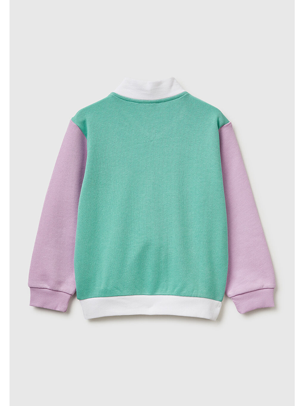 Kız Çocuk Beyaz Mix Simli Grafik Baskılı Logolu Cepli Fermuarlı Sweatshirt-1