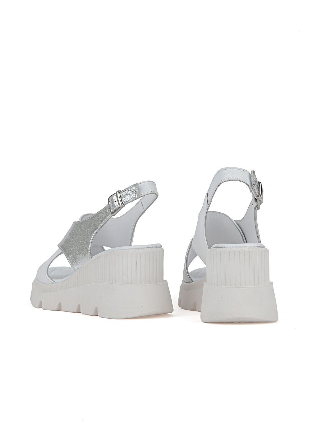 Kadın Hakiki Deri Dolgu Topuk Sandalet 1611020Z2005 Beyaz-2