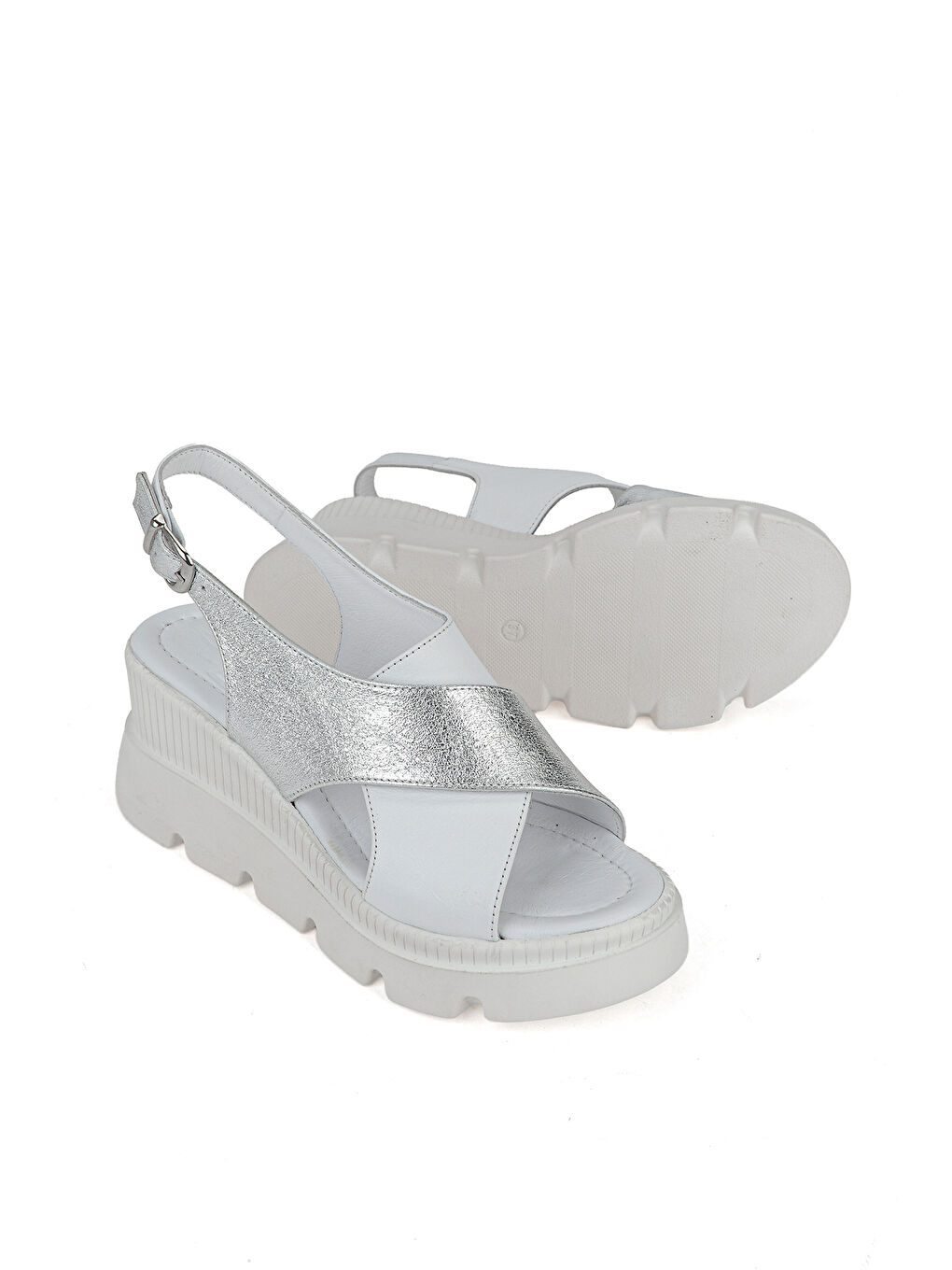 Kadın Hakiki Deri Dolgu Topuk Sandalet 1611020Z2005 Beyaz-3