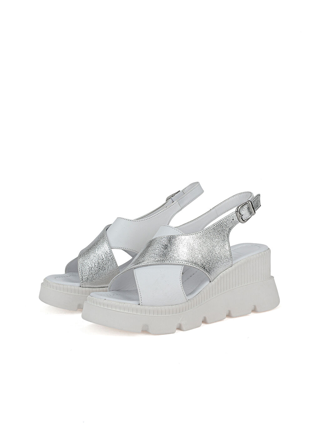 Kadın Hakiki Deri Dolgu Topuk Sandalet 1611020Z2005 Beyaz-4