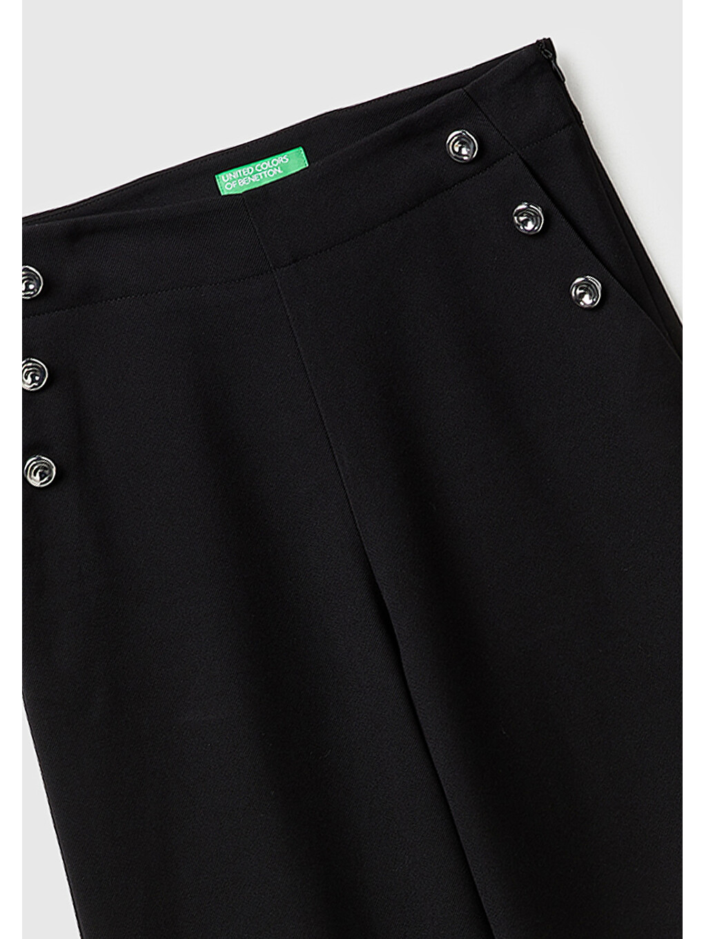 Kadın Siyah Yün Karışımlı Wide Fit Yüksek Bel Pantolon-2