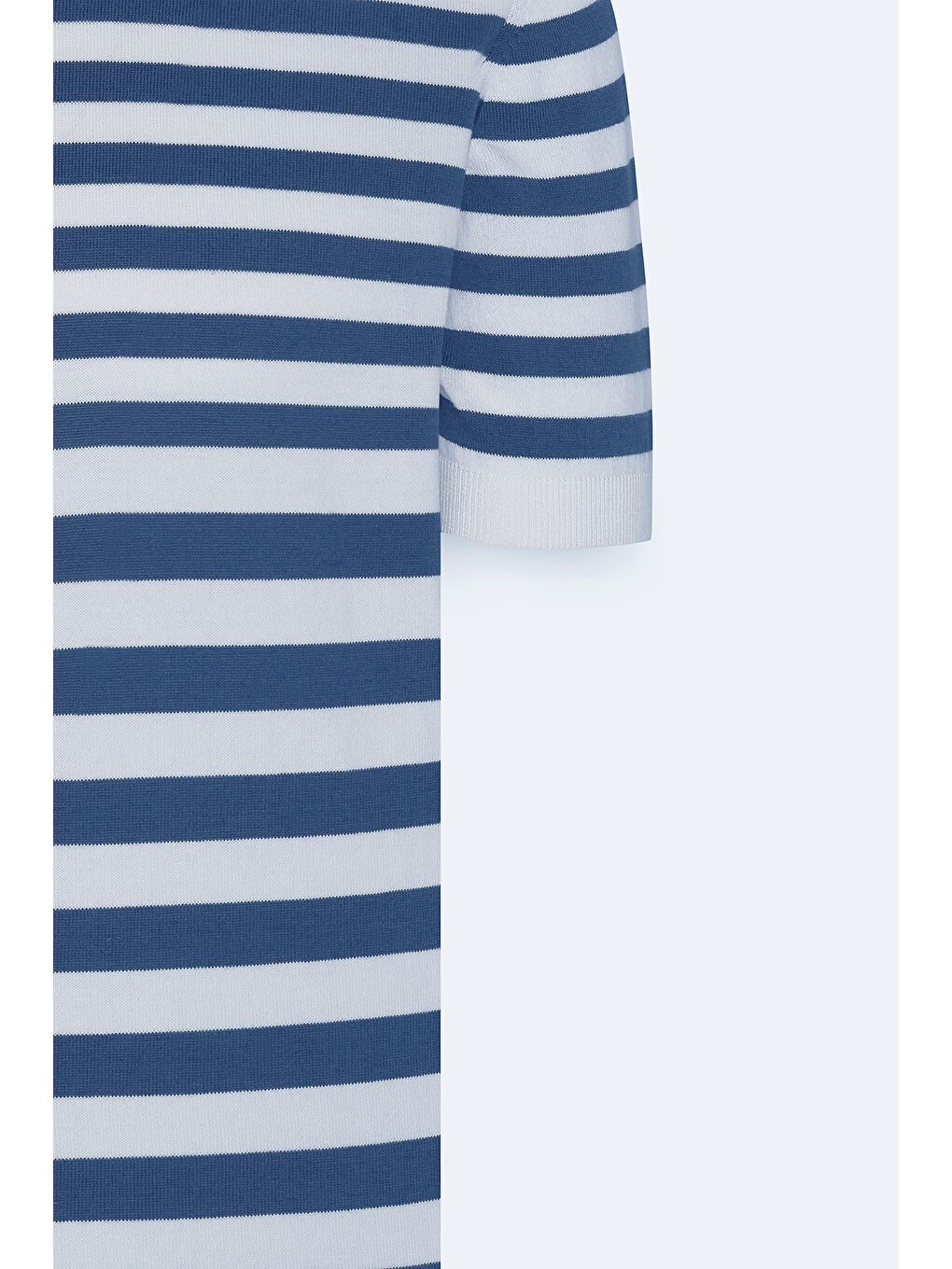 Erkek Lacivert-Beyaz Slim Fit Dar Kesim %100 Pamuk Çizgili Bisiklet Yaka Triko Tişört-8