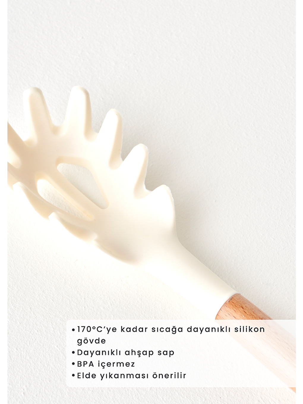 Ekru Olivia 3'lü Silikon Servis Seti Krem-4