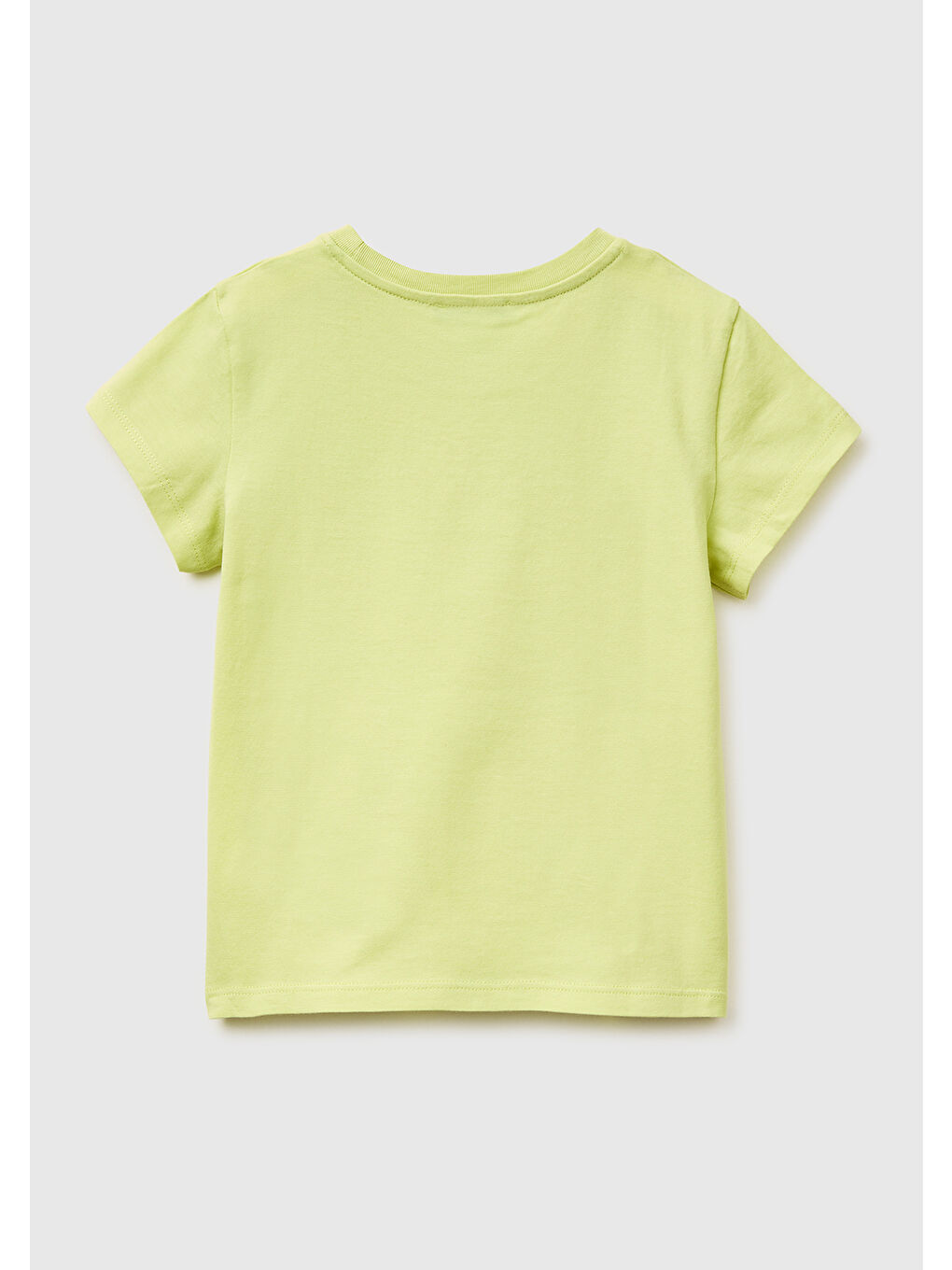 Kız Çocuk Sarı Simli Grafik Baskılı Kısa Kollu Ribanalı Yaka T-Shirt-1