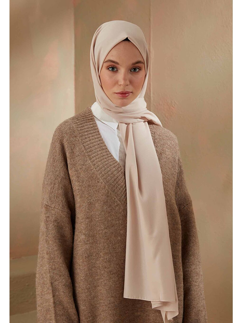 Pamuk Viskon Şal Bej