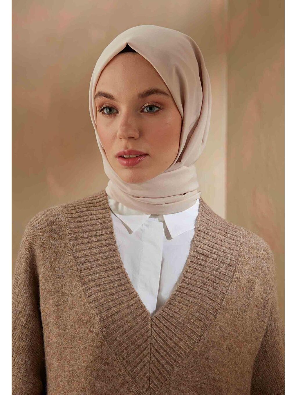 Pamuk Viskon Şal Bej-1